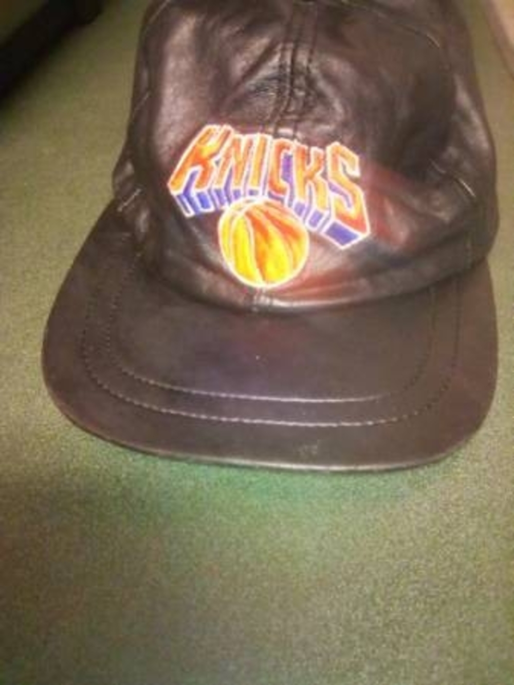 Black Leather Snapback Cap